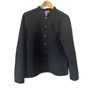 Vintage Kiko Comfort Silk Quilted Jacket M Pockets Blue Black Shacket 90s